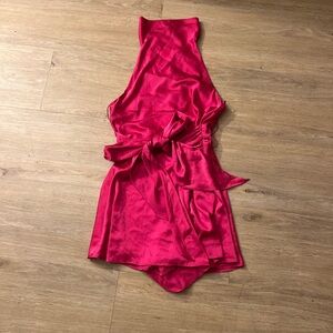 Pink satin romper